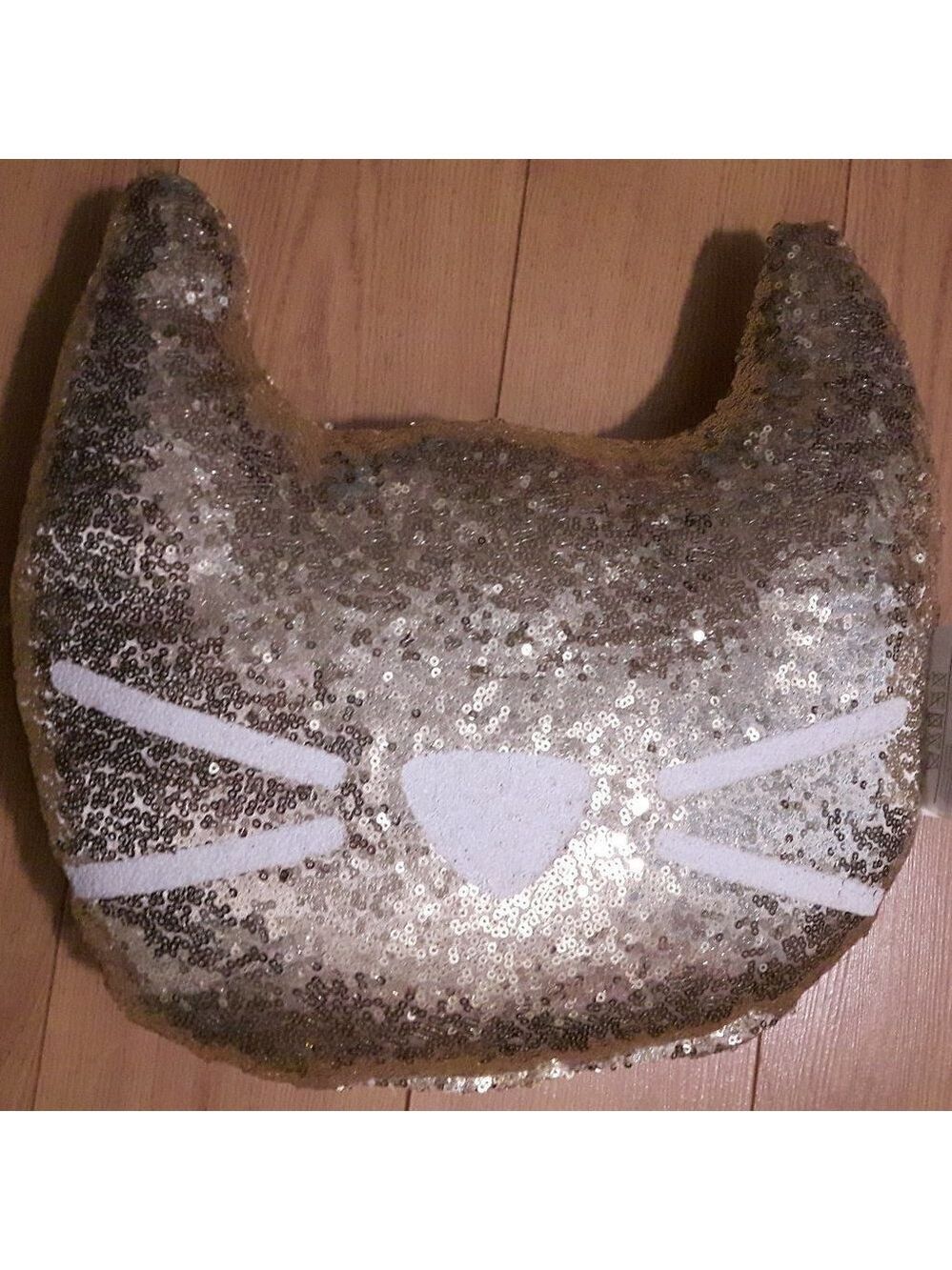 Glitter Cat Face Cushion Pillow